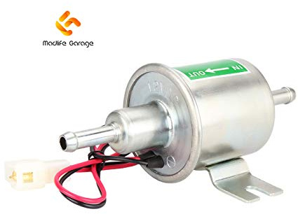 Madlife Garage Bomba de combustible eléctrica en línea universal de 12 V 1,2 A de baja presión de gas, diésel, gasolina, bomba externa (modelo: HEP-02A)