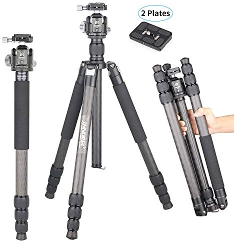 INNOREL RT85C Kohlefaser-Stativ 184cm 2-in-1 Dreibeinstativ Einbeinstativ Fachmann Schwerlast Kamerastativ Max Belastung 25kg Max Rohr 32mm mit Mittelsäule N44 Kugelkopf Stativtasche(RT85C+N44)