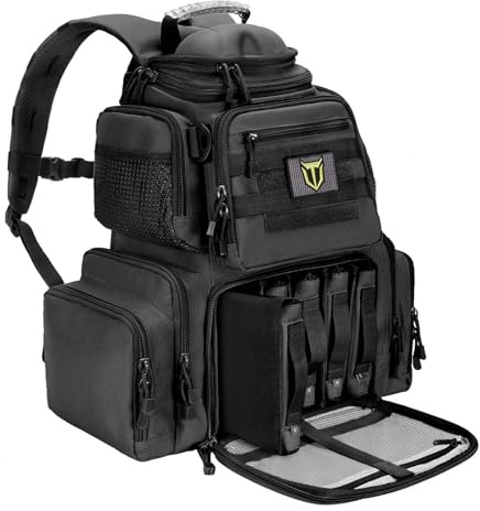 TIDEWE Tactical Range Backpack Bag for Gun and Ammo with Pistol Case (Black)