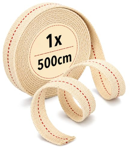 COM-FOUR® veke för oljelampor - ersättningsveke för trädgårdslampor, bambu facklor - lampa veke oljelampa - ficklampa - platt 500 cm x 20 mm