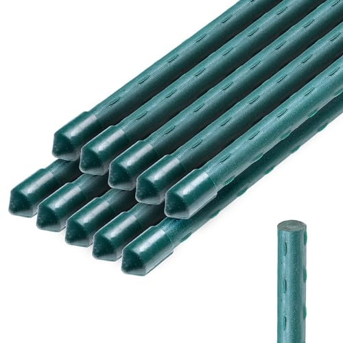 KADAX Supporti in Acciaio Plasticato – 10 x 180cmx11mm, Sostegni per Pomodori, Bastoncini di Supporto per Piante Rampicanti, Pali per Orto e Giardino
