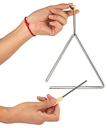 Musfunny Triangle Musical Instrument with Striker, Rhythm Steel Triangles Hand Percussion (7 inch)