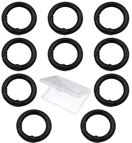 Yijunmca 10 Stk Ringkarabiner Runde Karabinerhaken Schnapphaken Durchmesser 20 mm Federöffnung Karabiner Sprung Ringe Feder O-Ring für Schlüsselkette Handtasche Rucksack Geldbörse, Schwarz