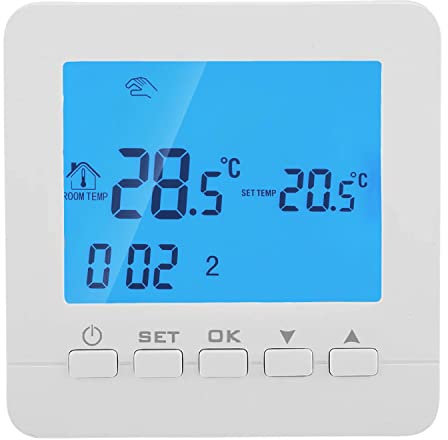 C-LOGIC 400-TC – Termostato Digitale Programmabile (No WiFi) per Riscaldamento, Installazione a Parete con 2 Fili, Funziona con 2 Batterie AA, Display LCD e Controllo Manuale o Automatico