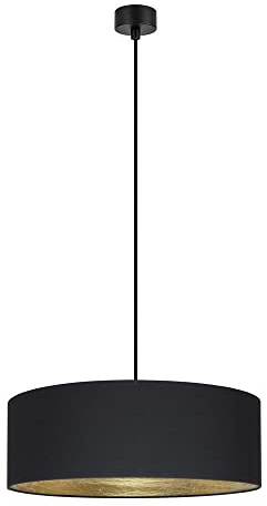 Sotto Luce Akai Glamour 1-Licht Pendelleuchte - anthrazit/goldener Stoff - 1,5 m schwarzes Stoffkabel - schwarze Deckenrosette - 1 x e27 - ø 45 cm