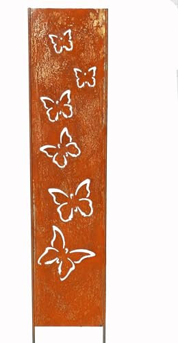 D&L Lasertec Edelrost Sichtschutz 170 x 32 cm Schmetterlinge 3D zum Stecken