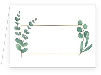 Edition Seidel Set 25 Premium Tischkarten Platzkarten Namenskarten Hochzeit Geburtstag Taufe Kommunion Konfirmation Firmung Jugendweihe Feier grüne Blätter Eukalyptus