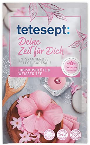 tetesept Badesalz Deine Zeit für Dich - 10er Pack (10 x 60 g) - entspannendes Pflege-Badesalz mit reinem Meersalz - Badezusatz leicht löslich - Sinnensalze