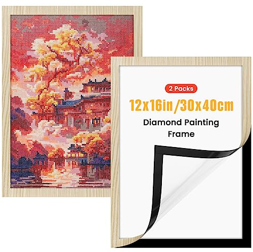 MXJSUA 2 Packungen Diamant Painting Rahmen, Magnetischer Rahmen, Diamond Painting Bilder Rahmen 30x40 cm, DIY 5D Diamond Painting Rahmen, Diamant Malerei Bilderrahmen 30x40 cm