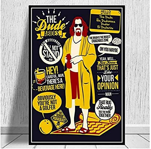 Poster The Big Lebowski Vintage-Filmplakat, Wandkunst, Bilder, Leinwand, Malerei, Poster Und Drucke, Heimdekoration 50X70Cm Kein Rahmen