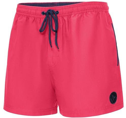 Ladeheid badbyxor för män, bekväma badshorts, korta med sidofickor och snören, badshorts för män med nätfoder, perfekt för sommar, strand och pool – LA40-199, ROSA, 3XL