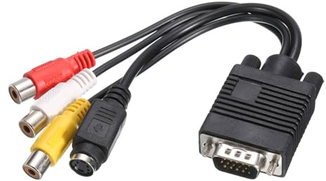 MECCANIXITY VGA to RCA Cable, 3RCA + S-Video Adapter VGA Cable for TV PC Computer