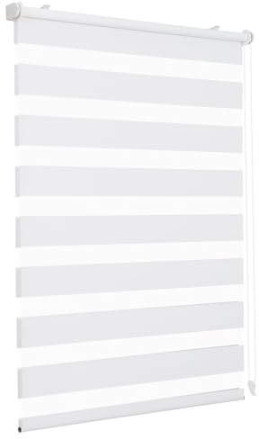 Sekey Doppelrollo Klemmfix ohne Bohren für Fenster, Doppelrollo 70 cm breit, Duo Rollo Jalousie Sonnenschutz, 70x120cm, Weiß