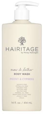 Hairitage Now & Lather Peony & Cypress Shower Gel for Women, Men and Children, Oat and Centella Extracts for All Skin Types, Bright Ho Oils, 350ml (Pack of 350ml)
