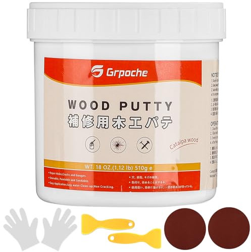 Stucco per legno 500g, Legno stucco Pasta riempitrice di legno Riempitore di legno verniciabile premium Kit Riparazione Legno per Trim Ripristina tabella Gabinetto (Catalpa)