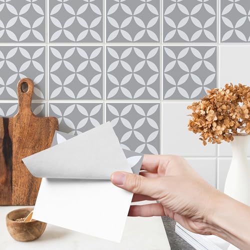 Muralo 24 Stück Fliesenaufkleber Klassische Ornamente - 10x10 cm | Klebefliesen, Selbstklebende Fliesen, Mosaikfliesen - ideal für Küche, Bad und Flur, Küchenrückwand, einfach anzubringen
