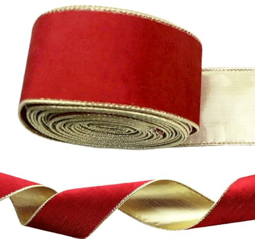 Ruban de velours de Noël – Fil rouge épais de 9 m de bord de 63 mm de large pour emballage cadeau, artisanat, décorations de sapin de Noël, cadeaux de fête de Noël, couronne, fournitures de mariage