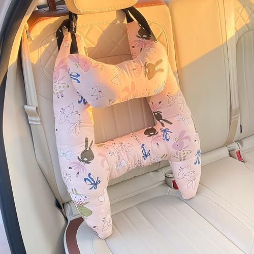 UrCreat Kinder-Reisekissen Auto Sicherheitsgurt, Auto Schlafkissen Kinder, H-Form Nackenkissen Auto, Reise-Nackenstütze, Nackenkissen Für Schlafreisen, Kissen Für Lange Reisen (J)
