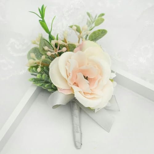Ansteckblume, einzigartiges Design, Ansteckblume für den Bräutigam, Braut, Handgelenk-Ansteckblume, handgefertigtes Armband, rosa Rose, Orchidee