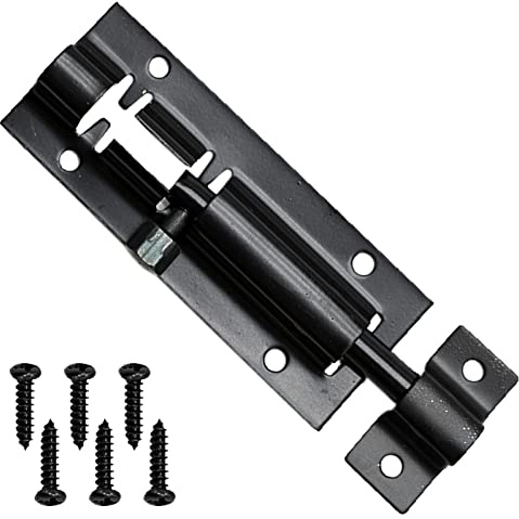Door Lock Bolts Security Slide Latch Lock Strong Stainless Steel Matte for Bathroom, Toilet, Shed, Shower, Garden, Bedroom - Door Latch Slide Bolts Lock with Screws, 3 Inch (Black)