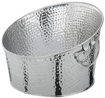 cilio Enfriador de bebidas | enfriador de botellas de metal | aspecto martillado | con 2 asas | recipiente refrigerador para vino, champán, cerveza, botellas y latas | cubo de hielo | altura: 25 cm,