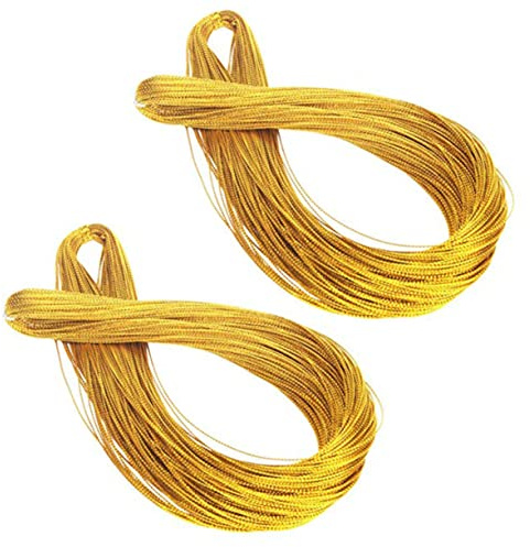 LALAFINA 2rotoli Filo Anti-elastico Per Etichette Cordino Per Etichette Filo Per Corda Per Spago Per Metri Colore Oro Metalizzato Materiale Resistente e Non Facile Da Rompere