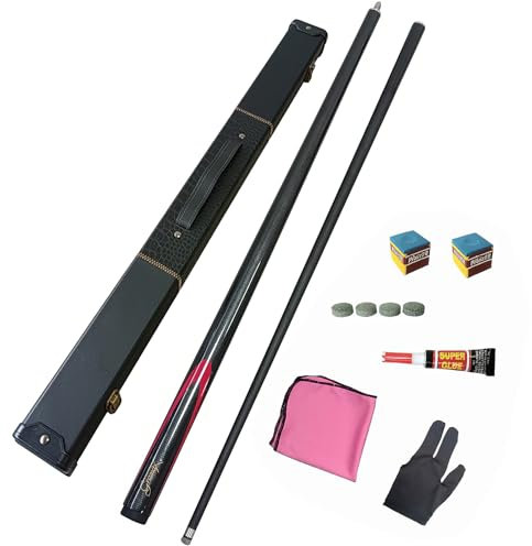 Snooker Queues - Premium 58 Zoll Pool Queue mit Hartschalenkoffer, 2 Kreide und Kohlefaser Billard Stick für Enthusiasten
