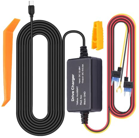 Kit Dashcam Hardwire-Converter y Adaptador de batería de Baja para grabadora de automóviles | Cable de alimentación con protección de fusibles, Cable de extensión para instalación Oculta, convertidor