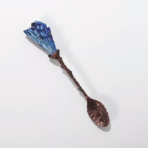 Cuillère à café et à thé en Titane et Cristal de Tourmaline Bleue, cuillère de Cuisine en cuivre