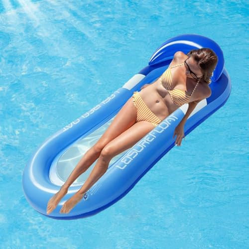 Amaca Gonfiabile Galleggiante,160 * 80cm, Amaca Galleggiante con Rete, Materassini Gonfiabili Mare,Lettino Gonfiabile Da Piscina,Amaca gonfiabile per adulti, per Piscina, Spiaggia e Relax