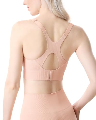 Momcozy amnings-BH | Sportamnings-bh med kyleffekt för yoga och träning | mjuk, stödjande graviditetsbehå med racerback | Andningsbar och stretchig, ROSA, L