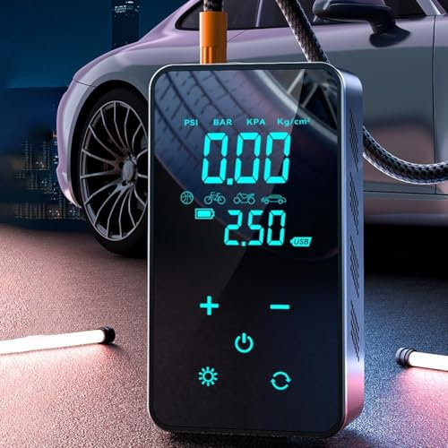 Compressore per pneumatici dal design compatto, perfetto per assistenza stradale o uso (senza fili)