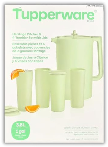 Tupperware Heritage Krug und 4-Tumbler Set mit Deckel, Mintgrün