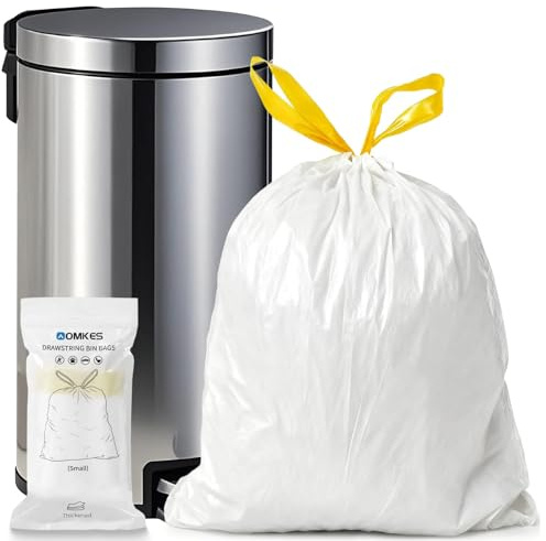 AOMKES Bolsas de basura con cordón de 20 L, 50 x 55 cm, fáciles de quitar, resistentes a desgarros, revestimientos de basura a prueba de fugas para cocina, hogar, oficina, picnic, 32 unidades