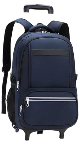 SNGUOQ Skolväskor med hjul, skolväskor med hjul, bokväska med hjul för grundskola och högstadiet, pojkar, skolryggsäck med hjul, skoltrolley, rullbagage, Blå 2 hjul, Einheitsgröße