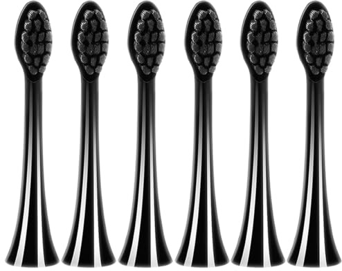 Lot de 6 têtes de brosse à dents électriques de rechange compatibles My avec Variations la brosse à dents sonique (noir)