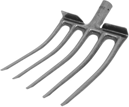SOIMISS Forca Agricola in Acciaio a 5 Denti Per Giardinaggio e Preparazione Terreno, Testa Di Ricambio Robusta Per Allentare e Rivoltare Suolo, Utensile Manuale Per Orto e Azienda Agricola