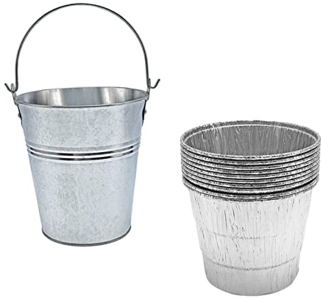 Mikikit 10 Piezas Cubo de Grasa para Barbacoa al Aire con Fundas Desechables Resistente y Duradero para Parrillas Fácil Limpieza Exteriores para Camping y Fiestas