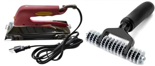 Zimpty ZY477 10in. 800-Watt Carpet Seaming Iron and Seaming Roller Spiked Star Grooming Carpet Pile Roller Combo
