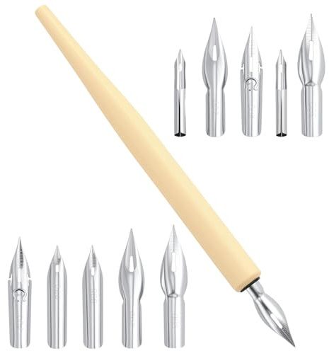 PICKAROOLTD Set di portapenne e supporto con 1 portapenne, 10 molle, punte per penna a sfera per calligrafia, penna per artisti
