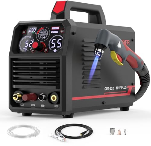 YESWELDER Cortador de Plasma 55Amp, Sin Alta Frecuencia, Arco Piloto Sin Contacto, 230V Máquina de Corte de Plasma Multifuncional 4 en 1 Corte de Láminas/Corte de Rejillas/Desbarbado/Marcado