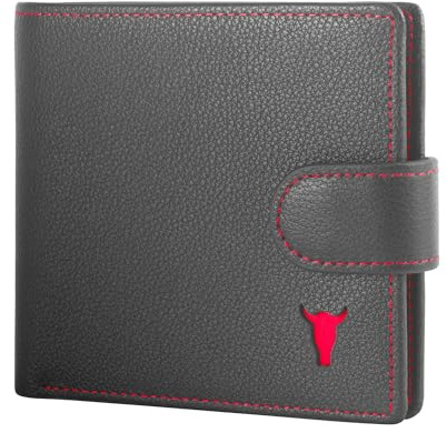 TORRO Klassische Leder Geldbörse – Premium Leder Klassische Doppelfalt-Geldbörse mit Kartenfächern, Münzfach und RFID-Schutz (Schwarz)