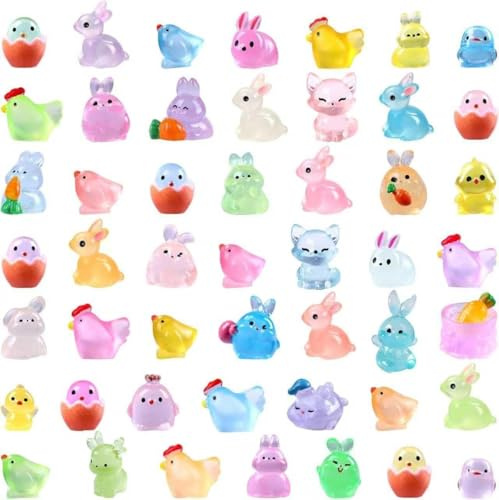 Mini figurines lumineuses en résine - Petites figurines lumineuses - Animaux lumineux - Petites figurines orientales pour aquarium, maison de poupée, jardin miniature, artisanat, décorations en pot