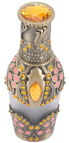 Toyvian Botella de Perfume Vacía Hexagonal de Vidrio 35 Ml Color Amarillo Piedra, Frasco de Perfume de Viaje Reutilizable, Mini Frasco para Aceite Esencial y Fragancia Oriental, Accesorio