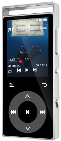 90G MP3 Players with Bluetooth 5.3, Hi-Fi Portable Music Player (Sliver) | MP3 Player with Built-in Touch Buttons, E-Book, Color Screen, FM Radio, Supports up to 128GB, Earphones Included