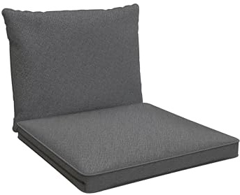 POKAR Loungekissen 2er Set: 1x Sitzkissen 70x70x5 cm + 1x Rückenlehne 70x40x15 cm | Auflagen für Rattanmöbel und Gartenstuhl | Stuhlkissen für Gartenmöbel | Oeko-Tex | Made in EU | Grau