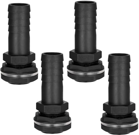 Zocipro 4Pcs Connettore per Troppopieno, 25mm Raccordo di Collegamento per Acqua con Dado e Rondella, Adatto a Filettatura Tubo Flessibile, per Cisterne, Serbatoi d'Acqua
