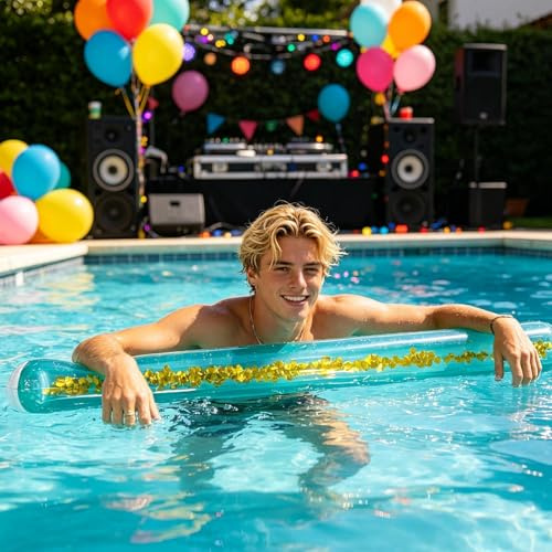 Aufblasbare Riesen Pool Schwimmnudel mit Glitzer | Auftriebshilfe für Erwachsene Kinder, Wasserspielzeug für Pool Spiele, Wasserparty St-randurlaub
