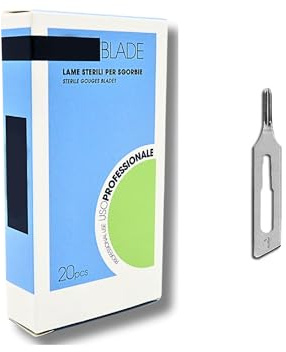 Lame sgorbie per pedicure professionali N° 1 conf. 20 pz, Rimuove calli, duroni e occhio di pernice, Lame Monouso in Acciaio Inox temprato, Sterili