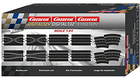 Carrera Evolution - 20026956 Zubehör Geraden (2), Spurwechsel (2), Engstellen (2), Kurven 2/30° (4) Ausbauset | Zubehör für Carrera Rennbahn | Spielzeug für Kinder ab 6 Jahren & Erwachsene